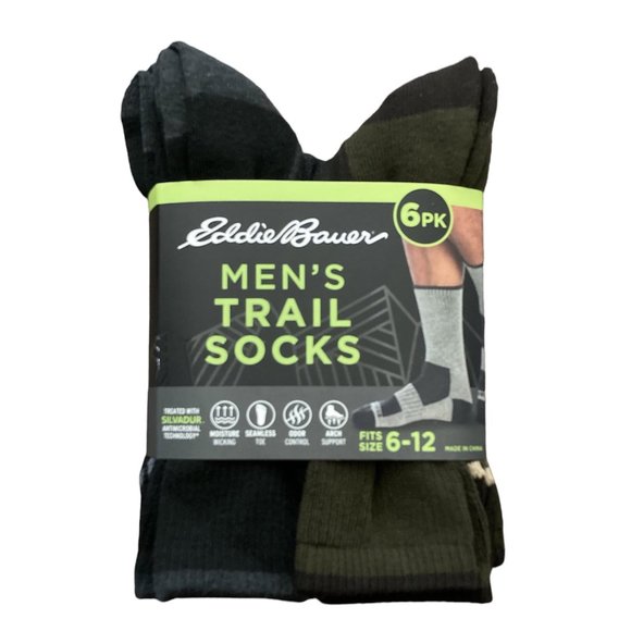 Eddie Bauer Other - Men's Eddie Bauer Men's 6pk Trail Socks - NIP